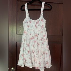 Lulus Flirty Blossom White Floral Print Mini Babydoll Dress